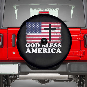 God Bless America Spare Tire Cover Cross USA Flag Patriotic 4th of July Christian TS10 Black Print Your Wear