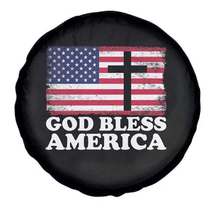 God Bless America Spare Tire Cover Cross USA Flag Patriotic 4th of July Christian TS10 Print Your Wear