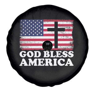 God Bless America Spare Tire Cover Cross USA Flag Patriotic 4th of July Christian TS10 Print Your Wear