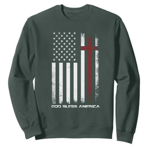 God Bless America Sweatshirt America Pride USA US Flag Patriotic 4th of July TS10 Dark Forest Green Print Your Wear