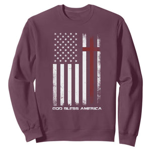 God Bless America Sweatshirt America Pride USA US Flag Patriotic 4th of July TS10 Maroon Print Your Wear