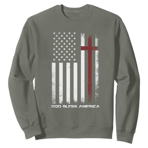 God Bless America Sweatshirt America Pride USA US Flag Patriotic 4th of July TS10 Military Green Print Your Wear