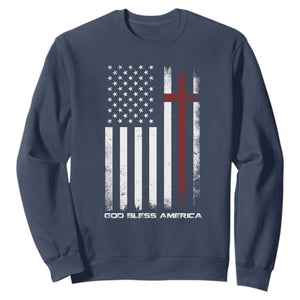 God Bless America Sweatshirt America Pride USA US Flag Patriotic 4th of July TS10 Navy Print Your Wear