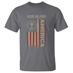 God Bless America T Shirt American Flag 4th Of July Patriotic Christian TS10 Charcoal Print Your Wear