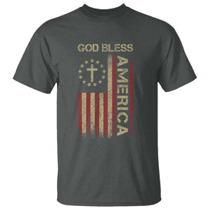 God Bless America T Shirt American Flag 4th Of July Patriotic Christian TS10 Dark Heather Print Your Wear