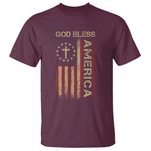 God Bless America T Shirt American Flag 4th Of July Patriotic Christian TS10 Maroon Print Your Wear