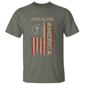 God Bless America T Shirt American Flag 4th Of July Patriotic Christian TS10 Military Green Print Your Wear