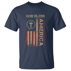 God Bless America T Shirt American Flag 4th Of July Patriotic Christian TS10 Navy Print Your Wear