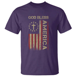 God Bless America T Shirt American Flag 4th Of July Patriotic Christian TS10 Purple Print Your Wear