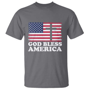 God Bless America T Shirt Cross USA Flag Patriotic 4th of July Christian TS10 Charcoal Print Your Wear