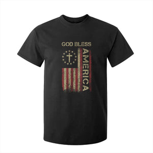 God Bless America T Shirt For Kid American Flag 4th Of July Patriotic Christian TS10 Black Print Your Wear