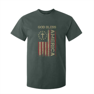God Bless America T Shirt For Kid American Flag 4th Of July Patriotic Christian TS10 Dark Forest Green Print Your Wear