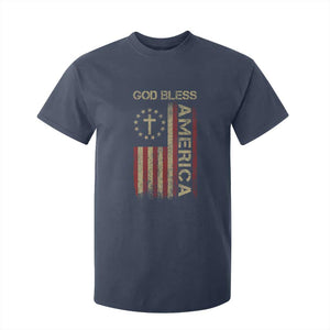 God Bless America T Shirt For Kid American Flag 4th Of July Patriotic Christian TS10 Navy Print Your Wear