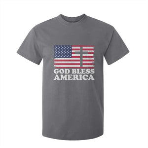 God Bless America T Shirt For Kid Cross USA Flag Patriotic 4th of July Christian TS10 Charcoal Print Your Wear