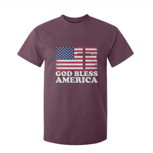 God Bless America T Shirt For Kid Cross USA Flag Patriotic 4th of July Christian TS10 Maroon Print Your Wear