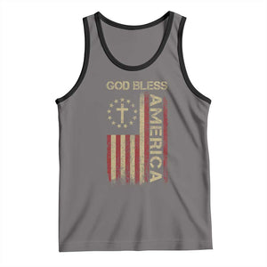 God Bless America Tank Top American Flag 4th Of July Patriotic Christian TS10 Deep Heather Black Print Your Wear