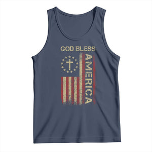 God Bless America Tank Top American Flag 4th Of July Patriotic Christian TS10 Navy Print Your Wear