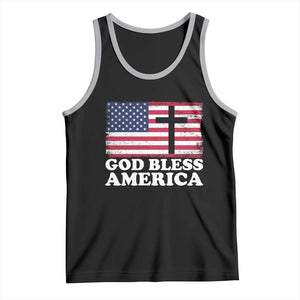 God Bless America Tank Top Cross USA Flag Patriotic 4th of July Christian TS10 Black Athletic Heather Print Your Wear