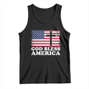God Bless America Tank Top Cross USA Flag Patriotic 4th of July Christian TS10 Black Print Your Wear