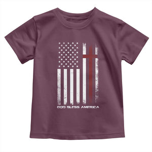 God Bless America Toddler T Shirt America Pride USA US Flag Patriotic 4th of July TS10 Maroon Print Your Wear