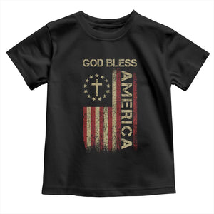 God Bless America Toddler T Shirt American Flag 4th Of July Patriotic Christian TS10 Black Print Your Wear