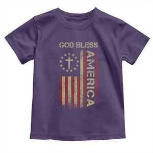 God Bless America Toddler T Shirt American Flag 4th Of July Patriotic Christian TS10 Purple Print Your Wear