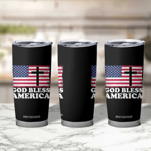 God Bless America Tumbler Cup Cross USA Flag Patriotic 4th of July Christian TS10 Print Your Wear