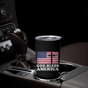 God Bless America Tumbler Cup Cross USA Flag Patriotic 4th of July Christian TS10 Print Your Wear