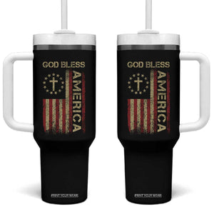 God Bless America Tumbler With Handle American Flag 4th Of July Patriotic Christian TS10 One Size: 40 oz Black Print Your Wear