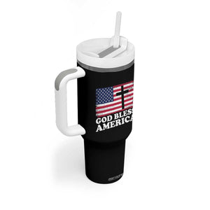God Bless America Tumbler With Handle Cross USA Flag Patriotic 4th of July Christian TS10 Print Your Wear