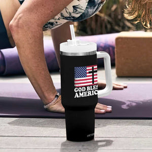 God Bless America Tumbler With Handle Cross USA Flag Patriotic 4th of July Christian TS10 Print Your Wear