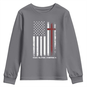 God Bless America Youth Sweatshirt America Pride USA US Flag Patriotic 4th of July TS10 Charcoal Print Your Wear