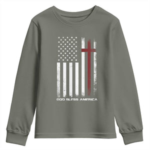 God Bless America Youth Sweatshirt America Pride USA US Flag Patriotic 4th of July TS10 Military Green Print Your Wear