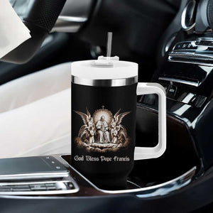 God Bless Pope Francis Tumbler With Handle Memorial Angel Catholic Faith & Unity TS02 Print Your Wear