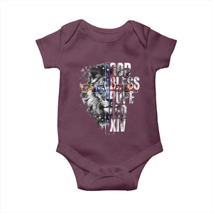 God Bless Pope Leo XIV Baby Onesie Lion American Flag TS11 Maroon Print Your Wear