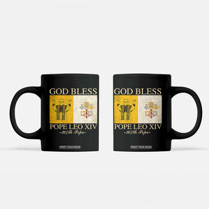 God Bless Pope Leo XIV Coffee Mug 267th Pope Vatican Flag TS02 Black Print Your Wear