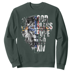 God Bless Pope Leo XIV Sweatshirt Lion American Flag TS11 Dark Forest Green Print Your Wear