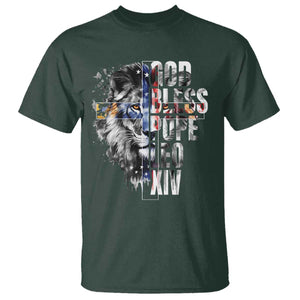 God Bless Pope Leo XIV T Shirt Lion American Flag TS11 Dark Forest Green Print Your Wear