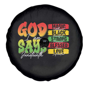 God Says I Am Spare Tire Cover Juneteenth Faith Black Excellence Affirmation Pan-African Colors TS02 Print Your Wear