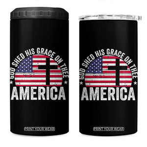 God Shed His Grace On Thee 4 in 1 Can Cooler Tumbler Vintage Patriotic Christian USA Flag Cross TS10 One Size: 16 oz Black Print Your Wear