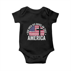 God Shed His Grace On Thee Baby Onesie Vintage Patriotic Christian USA Flag Cross TS10 Black Print Your Wear