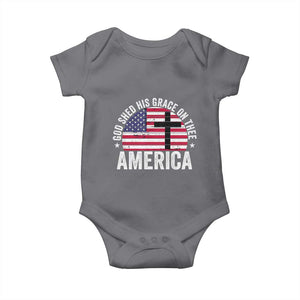 God Shed His Grace On Thee Baby Onesie Vintage Patriotic Christian USA Flag Cross TS10 Charcoal Print Your Wear