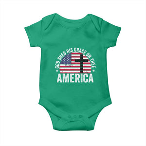 God Shed His Grace On Thee Baby Onesie Vintage Patriotic Christian USA Flag Cross TS10 Irish Green Print Your Wear