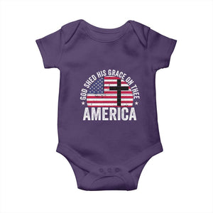 God Shed His Grace On Thee Baby Onesie Vintage Patriotic Christian USA Flag Cross TS10 Purple Print Your Wear