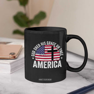 God Shed His Grace On Thee Coffee Mug Vintage Patriotic Christian USA Flag Cross TS10 Print Your Wear