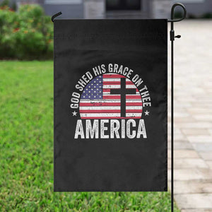 God Shed His Grace On Thee Garden Flag Vintage Patriotic Christian USA Flag Cross TS10 Print Your Wear