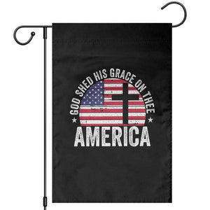 God Shed His Grace On Thee Garden Flag Vintage Patriotic Christian USA Flag Cross TS10 Black Print Your Wear