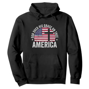 God Shed His Grace On Thee Hoodie Vintage Patriotic Christian USA Flag Cross TS10 Black Print Your Wear