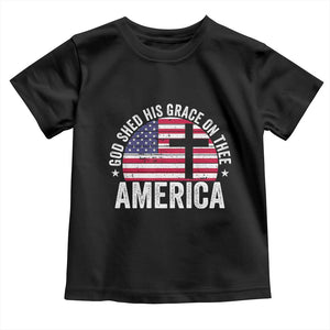 God Shed His Grace On Thee Toddler T Shirt Vintage Patriotic Christian USA Flag Cross TS10 Black Print Your Wear
