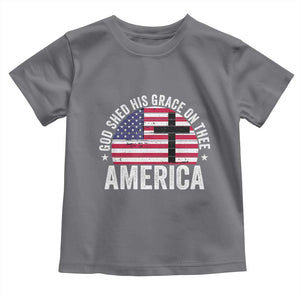 God Shed His Grace On Thee Toddler T Shirt Vintage Patriotic Christian USA Flag Cross TS10 Charcoal Print Your Wear